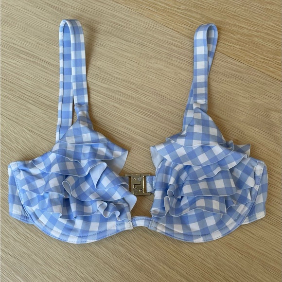 Ephemera Sky Gingham Tiered Bikini Top sz US 4 NWOT - Picture 4 of 5